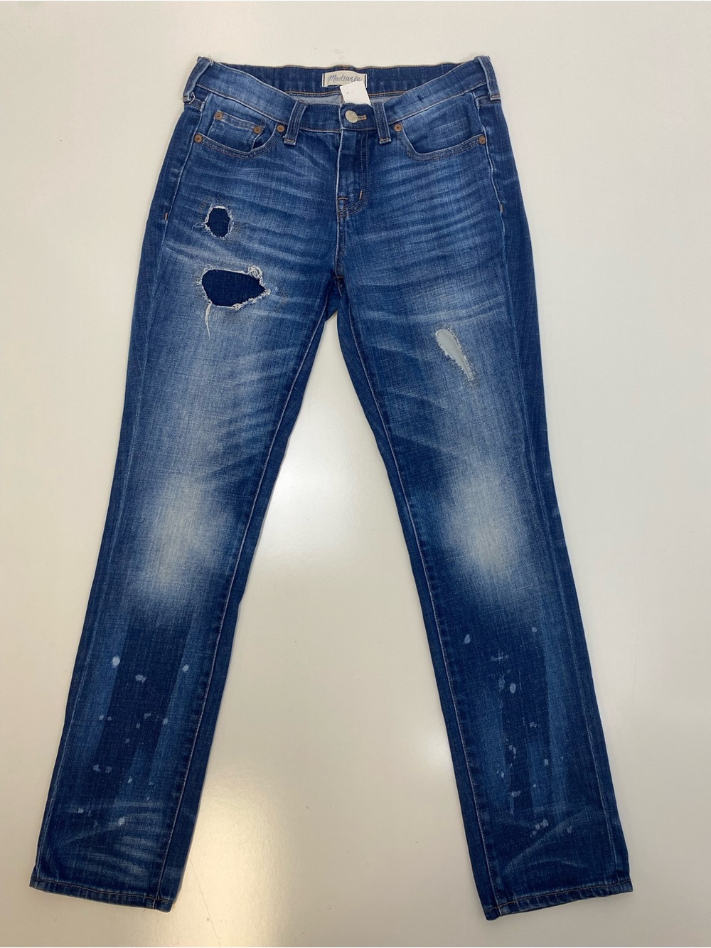 Madewell medium blue denim jeans with contrast stitching